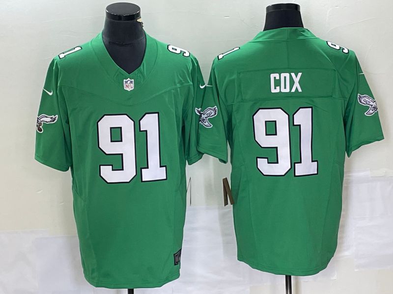 Men Philadelphia Eagles #91 Cox Green Throwback 2023 Nike Vapor Limited NFL Jersey